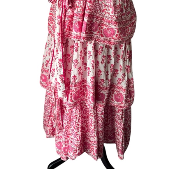 Sue Sartor Tiered Maxi Dress with Waist Tie Medium - Picture 9 of 9